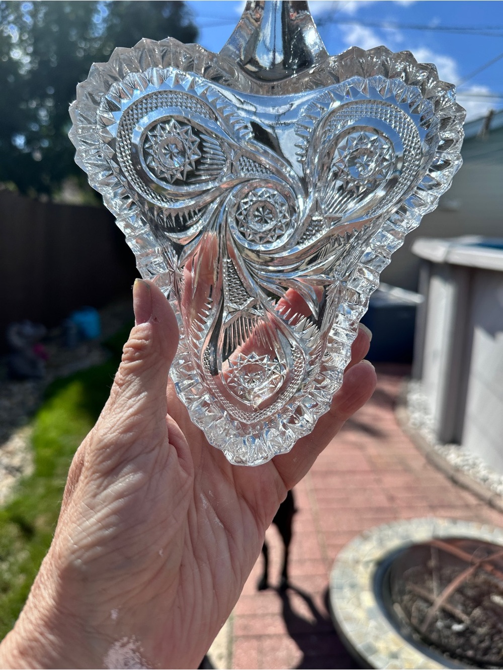 Clear Heart-Shaped Cut Glass Decorative Dish - Home Art